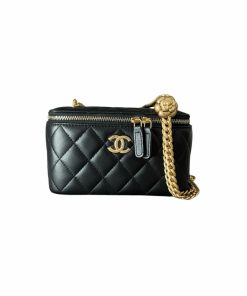 Chanel 23S Camellia Pearl Crush Vanity Black Lambskin